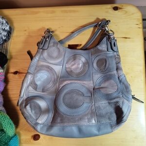 Coach Gray Patchwork Shoulder Bag
